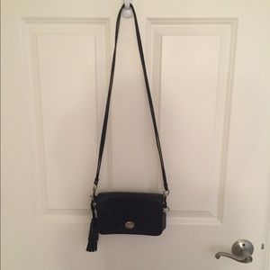 Coach black leather cross body bag